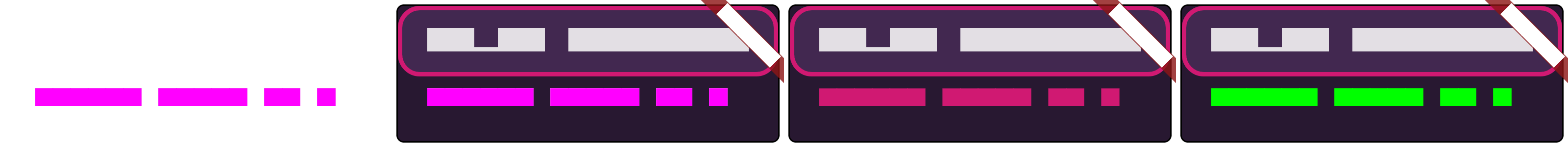 Four images representing the expected and actual outputs of a textfield test case, and a visual diff indicating where the error label colour has been changed from red to green